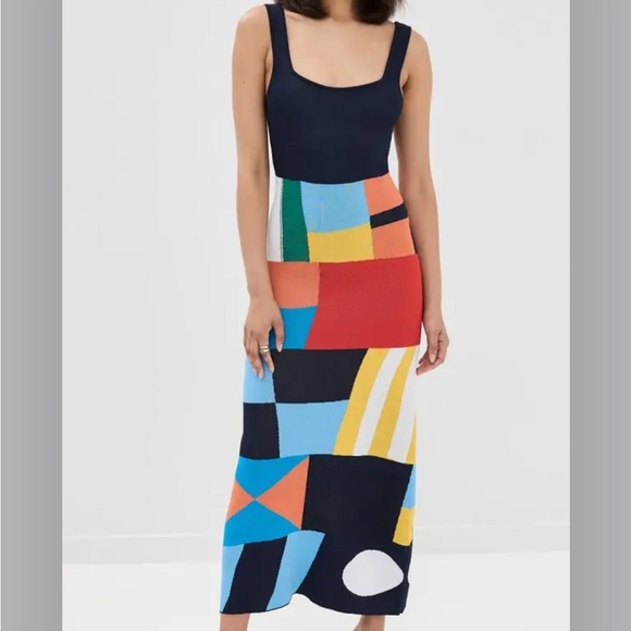 Staud Womens Katie sleeveless midi dress in sails away  M NWT - Picture 1 of 9